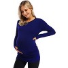 BLUEMING Womens Maternity Shirts Long Sleeve Crew Neck Basic Tank Tops Side Buttons Pregnant Shirts - 3 of 4
