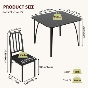 Dining Table Set  Kitchen Table Chairs Set of 2 with Ultra Comfortable PU Cushion, Dining Room Table Set  Furniture with Kitchen - 1 of 4