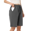 Women's Bermuda Shorts with Zipper Pockets Casual Summer Drawstring Jersey Shorts Elastic Waist Comfy Waffle Shorts - 4 of 4