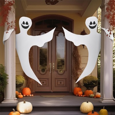 Joyfy 2Pcs 53" Halloween Bendable Tree Wrap Ghost,Smiling Ghost Hanging Decor for Porch, Fireplace Yard Outdoor Party Supplies