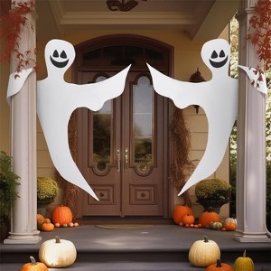 Joyfy 2Pcs 53" Halloween Bendable Tree Wrap Ghost, Smiling Ghost Hanging Decor Party Supplies for Tree, Porch, Yard, Lawn Outdoor - 1 of 4