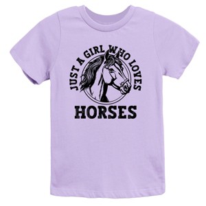 Girl Who Loves Horses Circle - Kids Youth Short Sleeve Graphic T-Shirt - 1 of 4