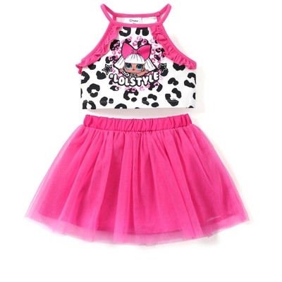 PATPAT L.O.L. SURPRISE! Toddler Kid Girls 2pcs Character Print Top with Mesh Tutu Skirt Outfit Set