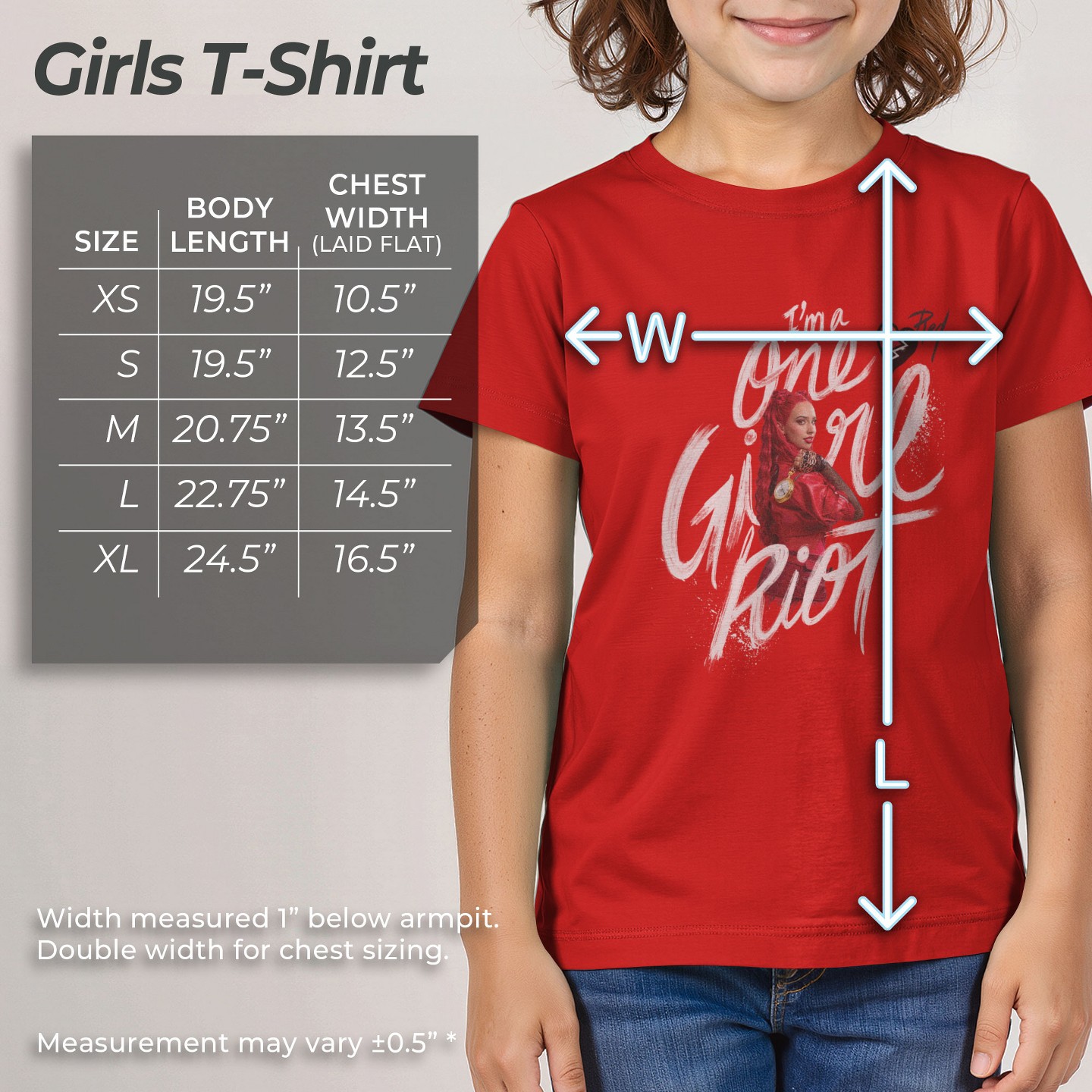 Футболка Descendants: The Rise of Red I'm a One Girl Riot T-Shirt - Red для девочек, цвет: Красный — фото 5