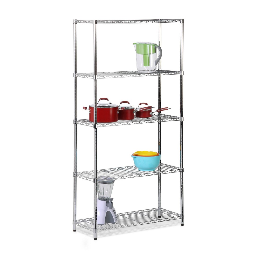 Photos - Wall Shelf Honey-Can-Do 5 Tier 200lb per shelf Shelving Unit Chrome