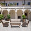 Courtyard Casual Bermuda FSC Teak 4 pc Sofa Seating Set  Includes:  One Sofa, One Coffee Table & Two Club Chairs - 2 of 4
