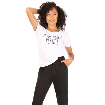 RAE DUNN - Women's Short Sleeve Slub Shirttail Hem T-Shirt