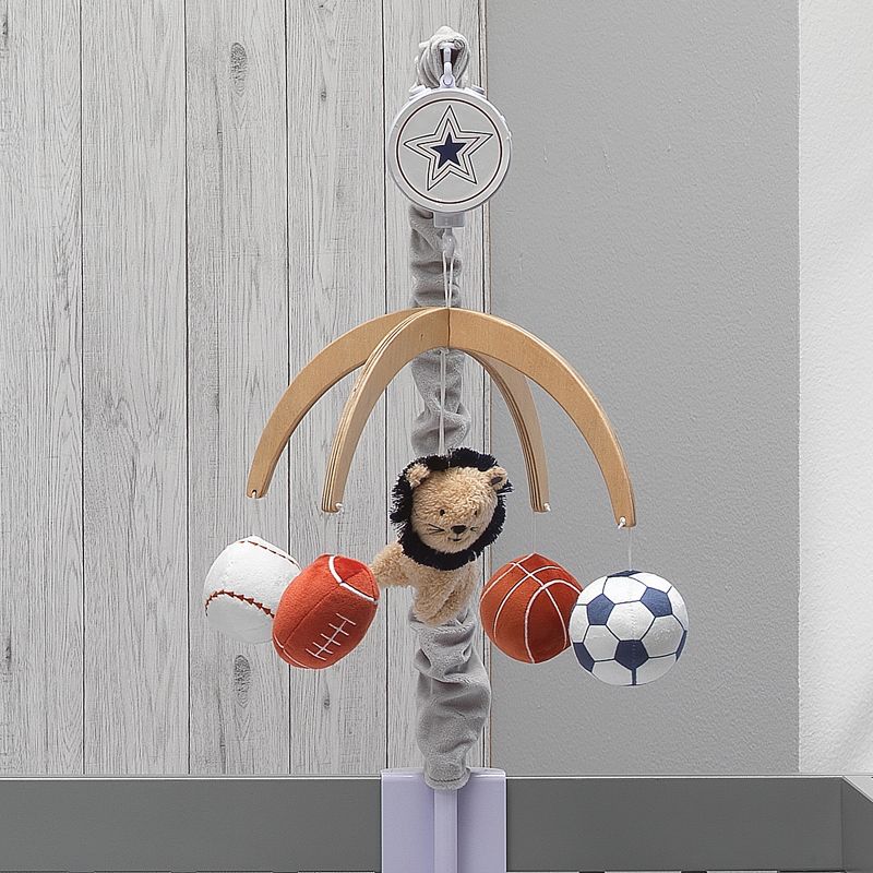 Lambs & Ivy Hall of Fame Lion/Sports Balls Musical Baby Crib Mobile Soother Toy, 5 of 7