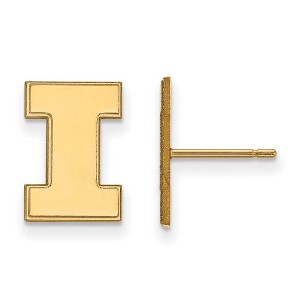 Black Bow Jewelry 10k Yellow Gold Illinois Fighting Illini NCAA Post Earrings - 1 of 3