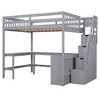 NicBex Full Size Bunk Bed with "L" Shape Desk Loft Bed Bed Frame with Storage Racks, Stairs and Guardrails, No Box Spring Required - 3 of 4
