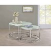 2pc Lynn Round Nesting Coffee Table Set: Marble Glass Top, Chrome Frame - Coaster - 2 of 4