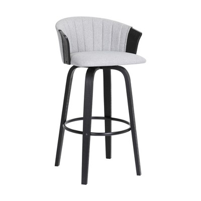 HomeRoots 26" Light Gray And Black Fabric Swivel Counter Height Bar Chair