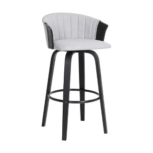 HomeRoots 26" Light Gray And Black Fabric Swivel Counter Height Bar Chair - 1 of 4