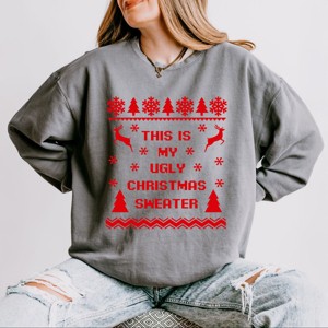 Simply Sage Market Ugly Christmas Sweater Lightweight Garment Dyed Sweatshirt - 1 of 3
