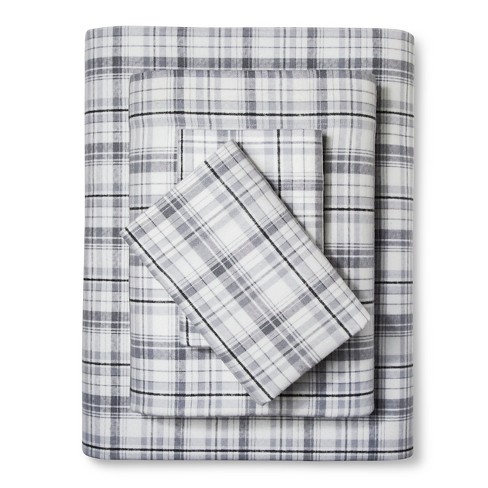 Queen Flannel Sheet Set Plaid Gray Eddie Bauer Target