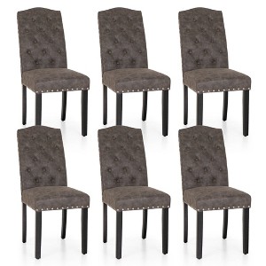 Captiva Designs Indoor High Back Dining Chairs with PU Leather & Padded Seat & Solid Curved Wood Legs - 1 of 4