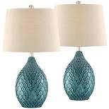 360 Lighting Kate 24 3/4" High Farmhouse Rustic Modern Table Lamps Set of 2 Sea Foam Ceramic Living Room Bedroom Oatmeal Shade (Colors May Vary)