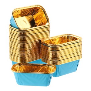 Unique Bargains Greaseproof Single-sided Aluminum Foil Cupcake Liners for Party 50 Pcs - 1 of 4