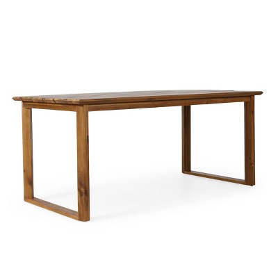 NicBex Outdoor Patio Rectangle Dining Table Acacia Wood Frame Waterproof, 71" W x 34" D x 30" H,Natural