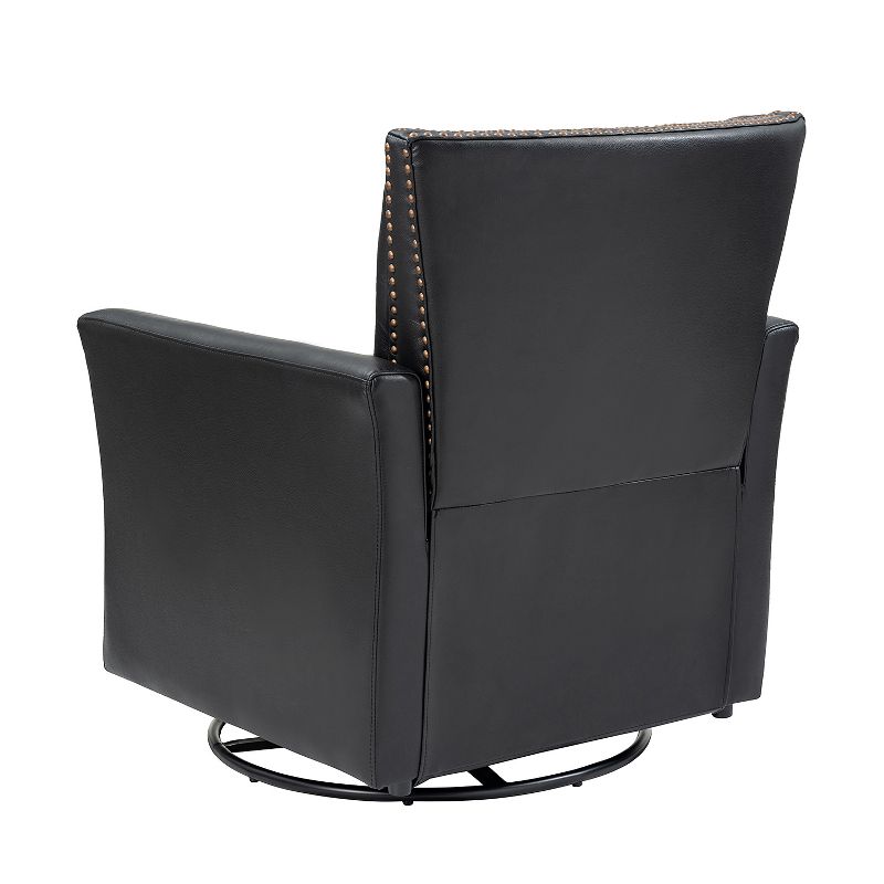 Set of 2 Eva Genuine Leather Swivel Rocker Armchair with Nailhead Trims for Living Room | ARTFUL LIVING DESIGN, 4 of 12