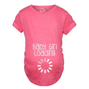 Maternity Baby Girl Loading T shirt Funny Pregnancy Announcement Reveal Cool Tee - Crazy Dog Maternity T Shirt - 1 of 4