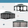 VisioGear 14'*22' Patio Hardtop Gazebo with Double Roof and Netting, Large Pavilion Gazebo for Patio Deck Garden, Gray, 260.08"*165.59"*126.42" - 3 of 4