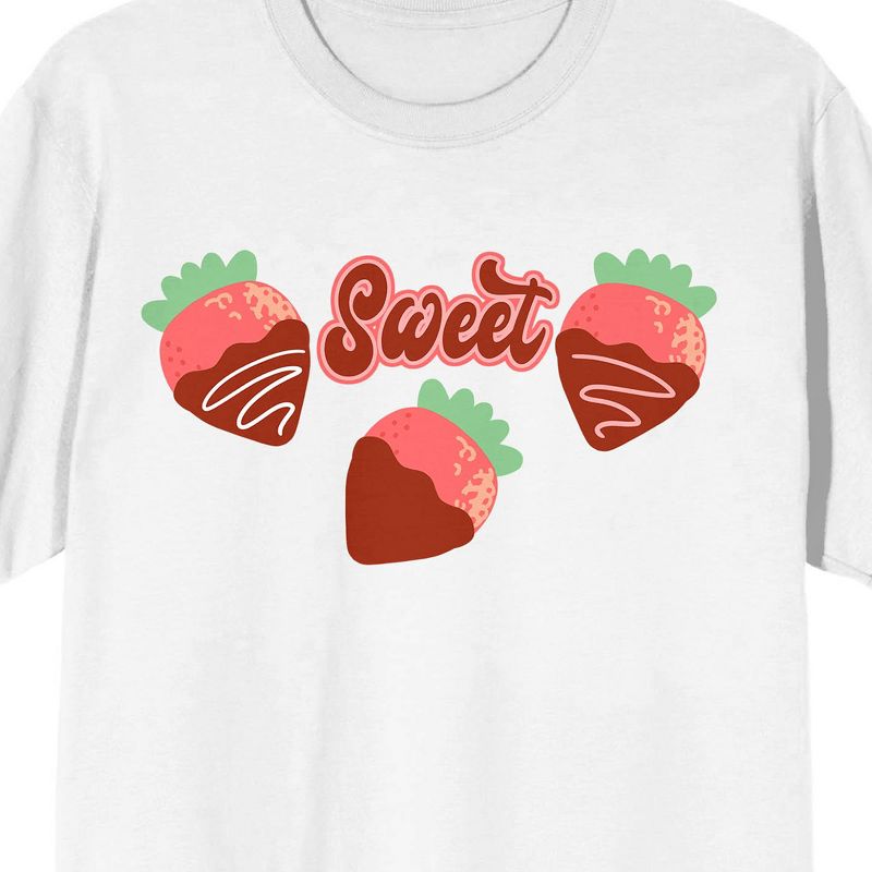 Valentine's Day Sweet Strawberries Crew Neck Short Sleeve Women's White T-shirt, 2 of 4