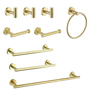 OUTSUPPLY 9 Piece Stainless Steel Bathroom Towel Rack Set, Wall Mounted Hardware with Hidden Mounting, Rustproof, Scratch-Resistant