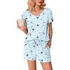 Ekouaer Women's Pajamas Set Ruffle Sleeves Sleepwear V Neck Comfy 2 Piece Pjs Loungewear Set with Pockets - 3 of 4