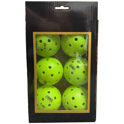 First Strike Pickleball: F-40 Pickleballs - 6 Pack - Competition Game Balls, Indoor/Outdoor Play, 40 Hole Precision Design, High-Performance