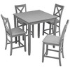 FONTOI Wooden Counter Height Dining Set with Square Table and Upholstered Chairs for Modern Home Kitchen Compact Dining Spaces, Gray, 34.5"*34.5"*36" - 2 of 4