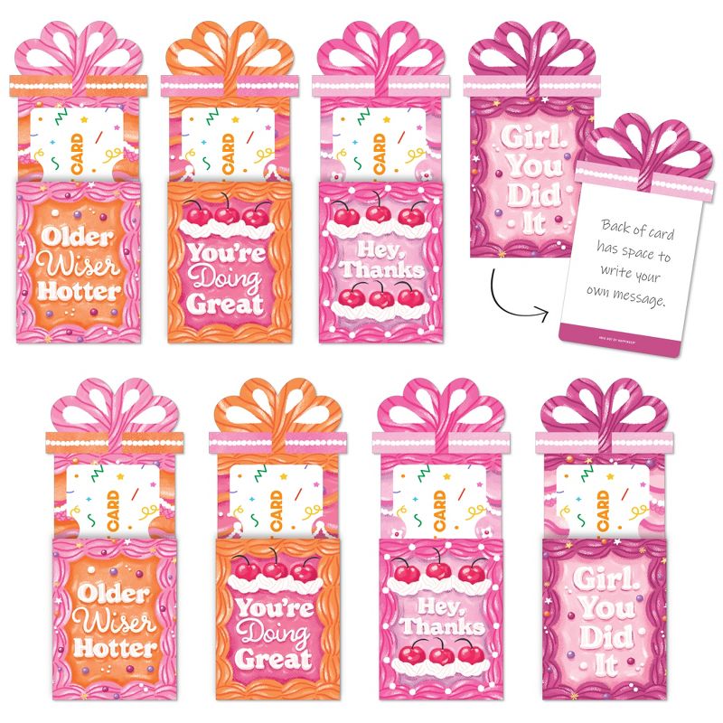 Big Dot of Happiness Assorted Hot Girl Bday - Vintage Cake Birthday Party Money and Gift Card Sleeves - Nifty Gifty Card Holders - Set of 8, 1 of 9