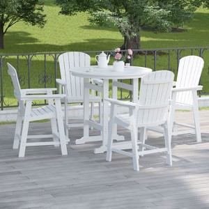 Bar Chair with Armrest,Patio Bar Chair Set of 2, White - 1 of 4