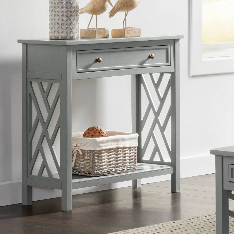 32&#34; Middlebury Wood Console Table with Drawer and Shelf Gray - Alaterre Furniture, 3 of 12