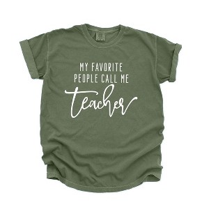 Simply Sage Market Women's My Favorite People Call Me Teacher Short Sleeve Garment Dyed Tee - 1 of 4