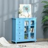 Storage Sideboard Cabinet with 4 Drawers and Glass Door Cupboard, Console Table for Living Room - 2 of 4