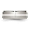 Black Bow Jewelry Mens 8mm Stainless Steel Sterling Silver Inlay Brushed Ridge Edge Band - 3 of 4