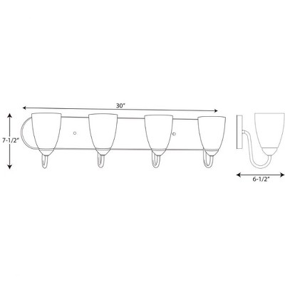 Brushed Nickel 4-Light Bath Vanity with Etched Glass Shades