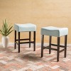 Okak 26.75 Inch Counter Stools Set of 2, Backless Fabric Barstools with Sturdy Metal Base, Minimalist Counter Height Seating - 2 of 4