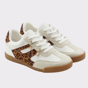 Women's Leopard Cheetah Detail Sneakers - LASCANA - White Leopard