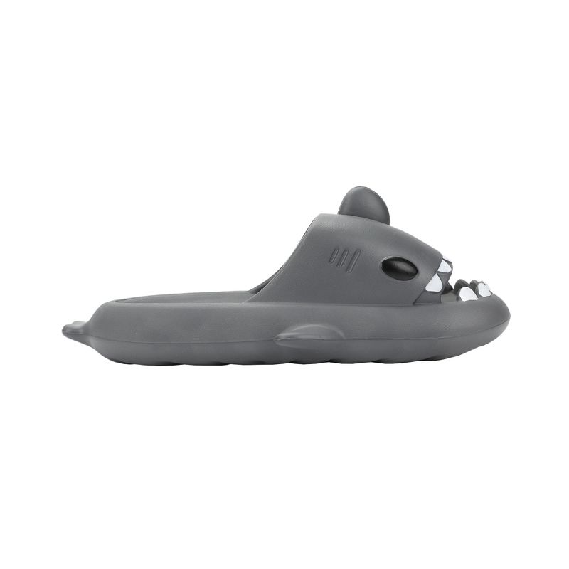 Shark-Themed Men's Gray Single Molded Slide Sandals, 5 of 7