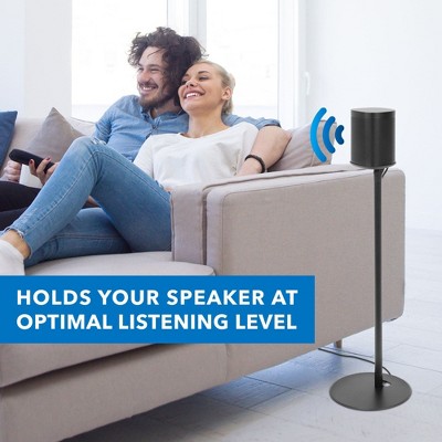 Matte Black Aluminum and Steel Speaker Floor Stand with Cable Management