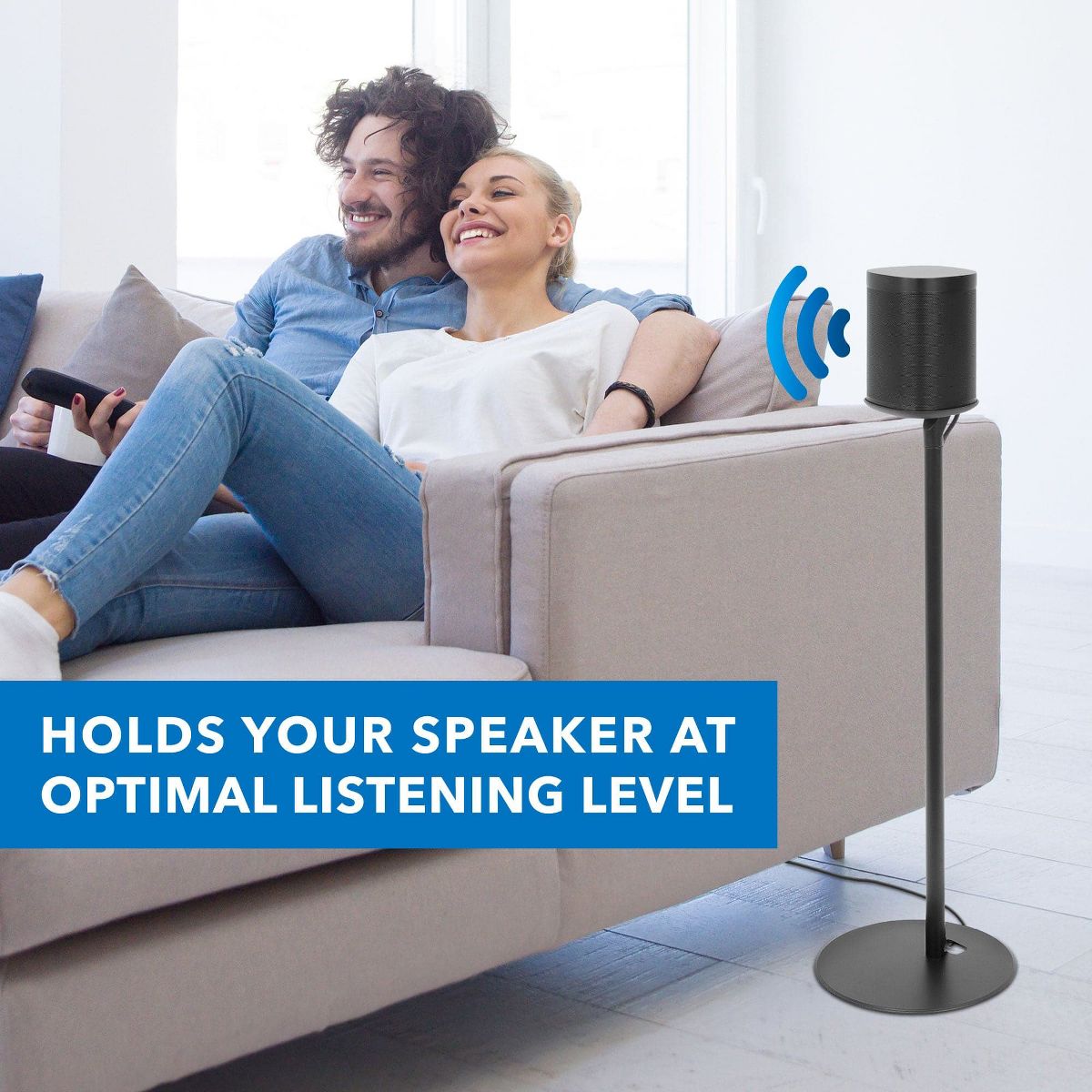 Mount-It! Speaker Floor Stand for Sonos One, SL, and Play:1 [28" Tall] Built-in Cable Management, Lightweight, Space Saving, Enhanced Surround Sound - thumbnail 4