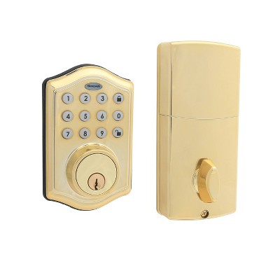 Honeywell Polished Brass Electronic Deadbolt with Keypad