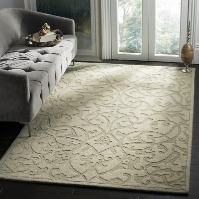 Sage Hand-Tufted Wool Area Rug with Etched Design