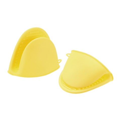 Unique Bargains TPE Heat Resistant Anti-skid Kitchen Utensil Sets Mini Oven Mitts Yellow 3 Pcs