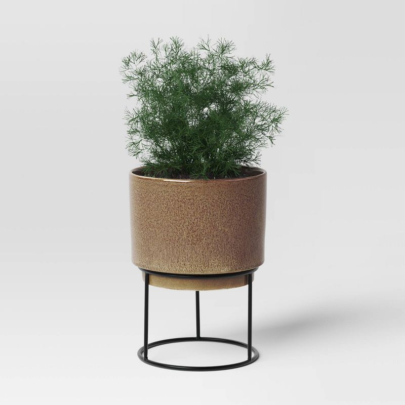 Ceramic Glazed Indoor Outdoor Planter Pot with Stand - Threshold™, 4 of 6