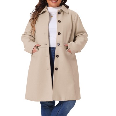 Agnes Orinda Women's Plus Size Winter Single Breasted Back Split with Pockets Long Overcoats
