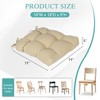 Aoodor 19x19x5 Inch Tufted Outdoor Chair Cushions, Water and Fade Resistant Polyester Dining Chair Pads with Ties for Patio Furniture, Set of 4 - 4 of 4
