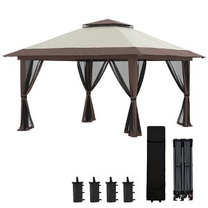 Aghana Digitals 13'x13' Instant Pop Up Gazebo with 2-Tier Roof, Removable Mesh Walls, UV50+ - 1 of 4